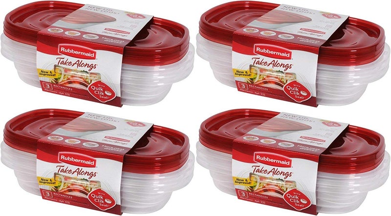 Rubbermaid Take Alongs Food Storage Container, 4-Cup Rectangle, Set of 12, (12 Pack), Red - Image 2